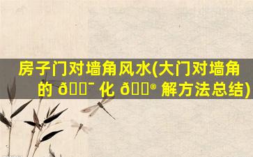 房子门对墙角风水(大门对墙角的 🐯 化 💮 解方法总结)